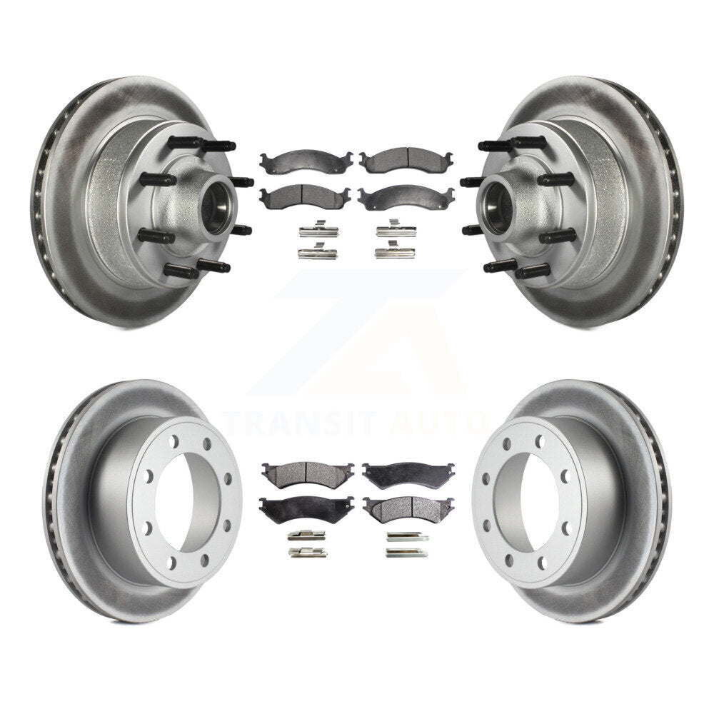 Front Rear Coat Brake Rotor Ceramic Pad Kit For Ford E-350 Super Duty E-250 Club