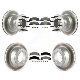Front Rear Coated Disc Brake Rotor And Ceramic Pad Kit For Ford E-450 Super Duty