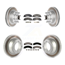 Front Rear Coated Disc Brake Rotor And Ceramic Pad Kit For Ford E-450 Super Duty