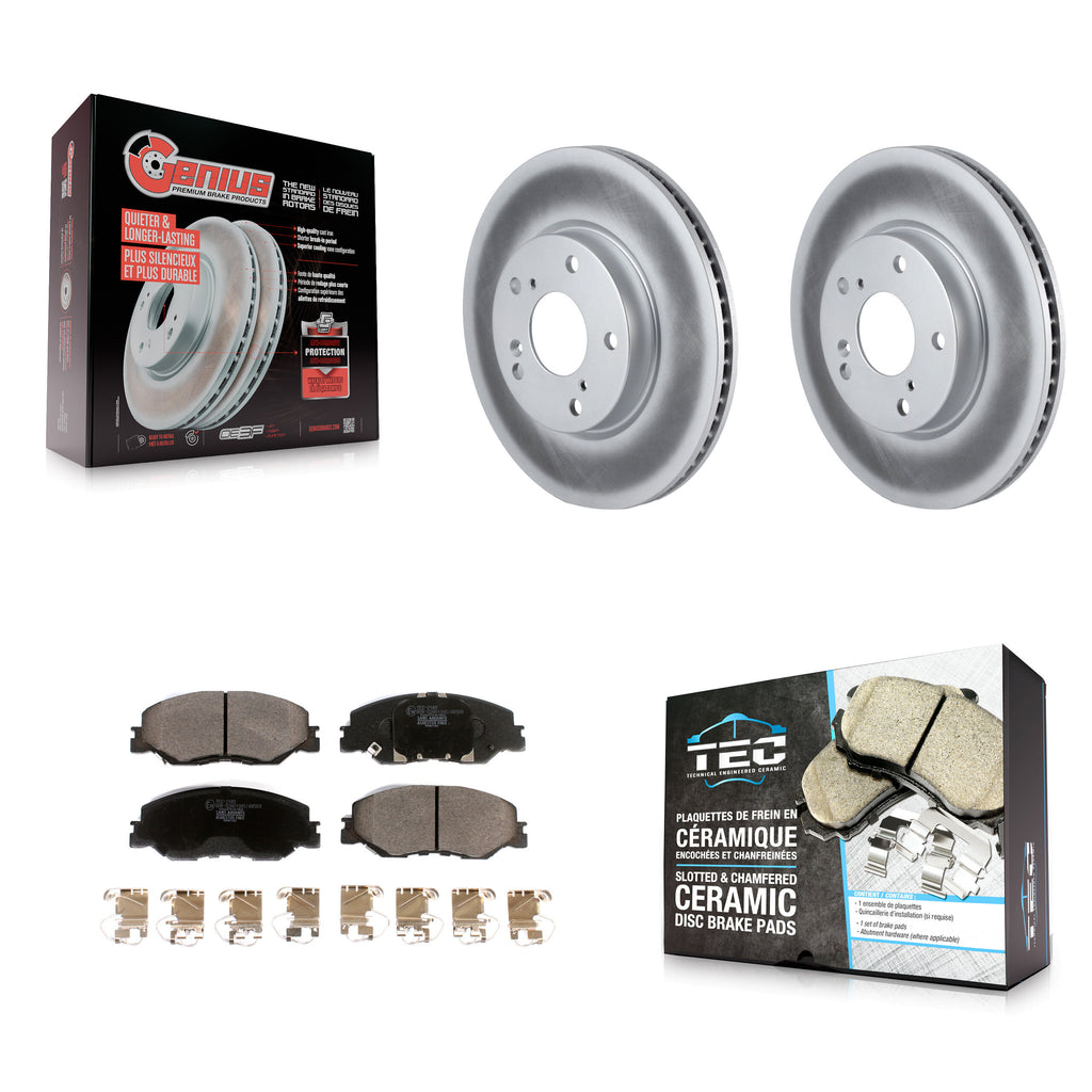 Front Coated Disc Brake Rotors And Ceramic Pads Kit For Honda Insight Civic