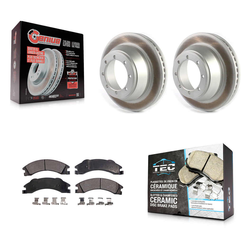 Rear Coated Brake Rotors Ceramic Pad Kit For Ford E-450 Super Duty DIESEL engine