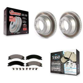 Rear Coated Disc Brake Rotors And Ceramic Pads Kit For Ford E-450 Super Duty