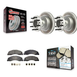 Front Coat Brake Rotor Ceramic Pad Kit For Ford E-350 Super Duty E-450 Econoline