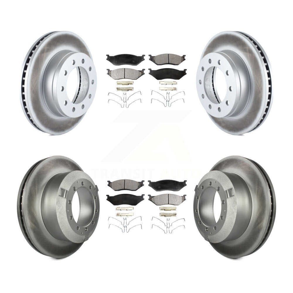 Front Rear Coat Disc Brake Rotor Ceramic Pad Kit For Ford F-450 Super Duty F-550