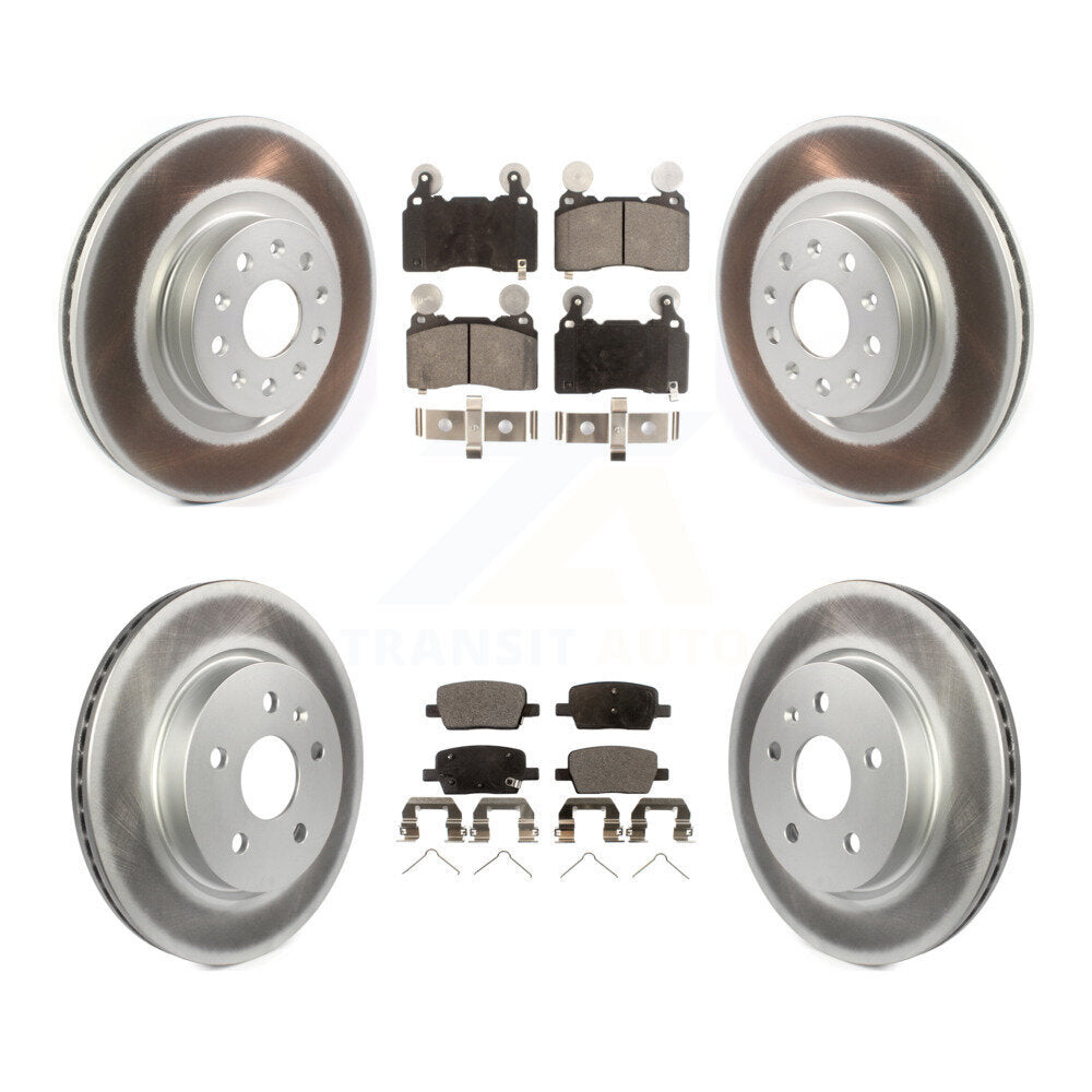 Front Rear Coated Disc Brake Rotors And Ceramic Pads Kit For Cadillac CT6