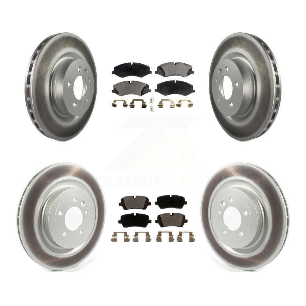 Front Rear Coated Disc Brake Rotors & Ceramic Pad Kit For Land Rover Range Sport