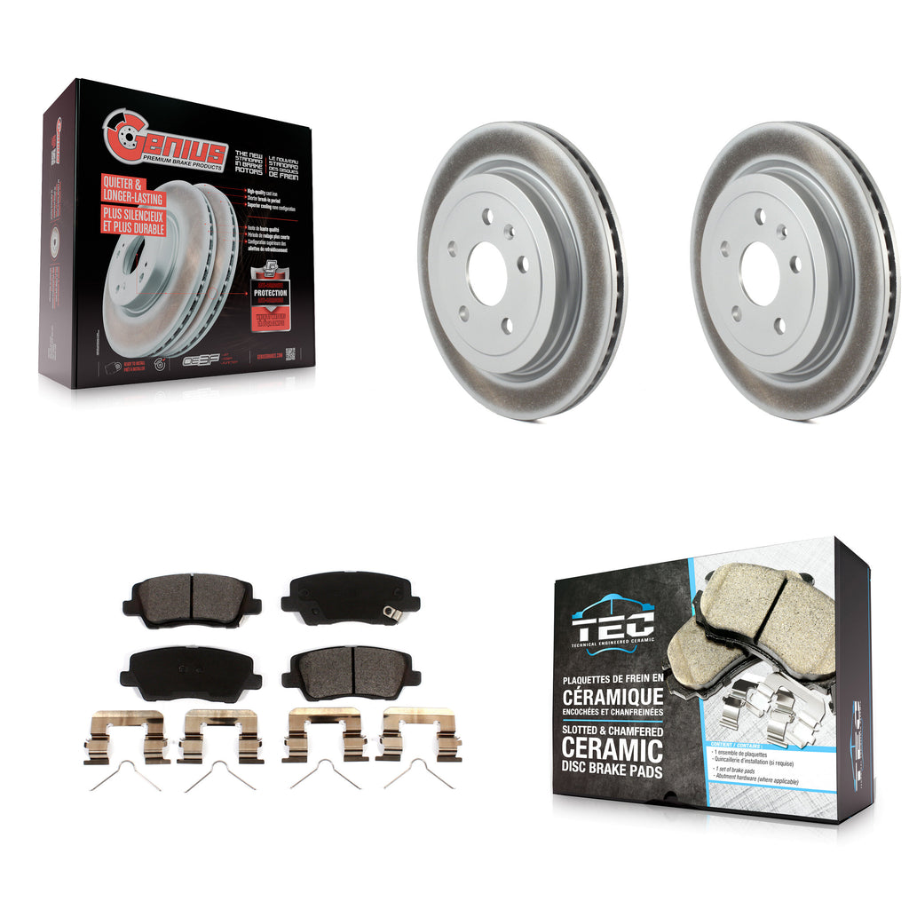 Rear Coated Disc Brake Rotors And Ceramic Pads Kit For Cadillac CTS