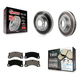 Front Coated Disc Brake Rotors And Ceramic Pads Kit For Porsche Cayenne