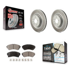 Front Coated Disc Brake Rotors And Ceramic Pads Kit For Cadillac CTS