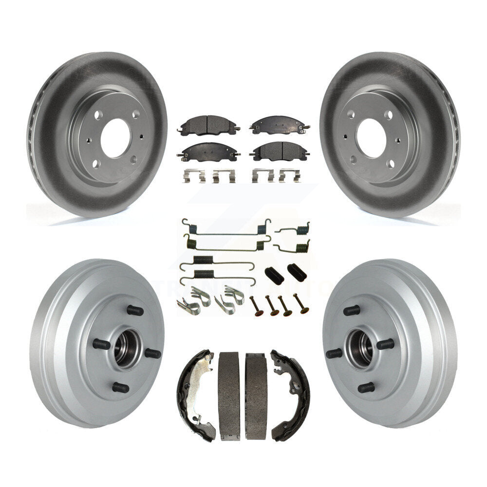 [Front+Rear] 09-11 Ford Focus Coated Rotor Drum Brake Kit & Ceramic Pads For Max Braking