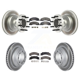 Front Rear Coat Brake Rotors Ceramic Pad Kit For Ford E-350 Super Duty Econoline