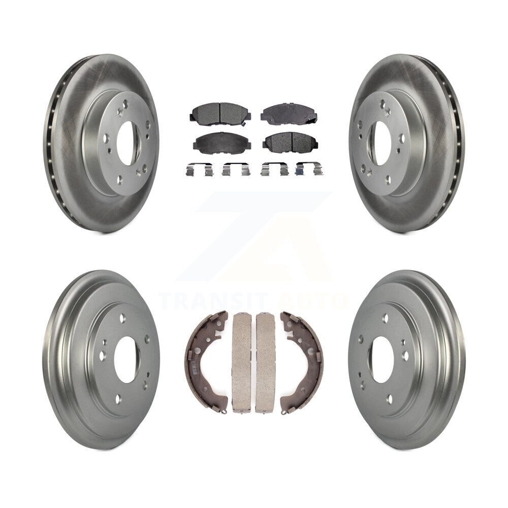 Front Rear Coated Disc Brake Rotors Ceramic Pads And Drum Kit For Honda Civic