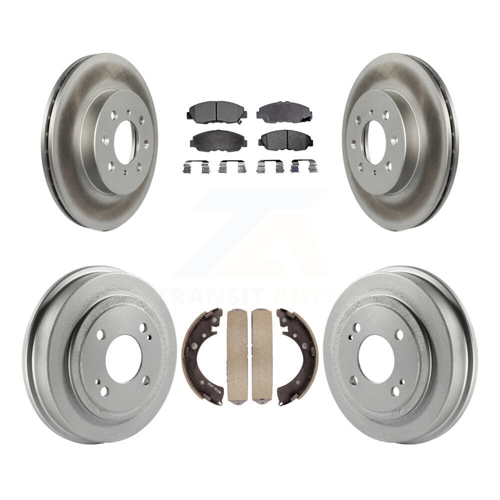 Front Rear Coated Disc Brake Rotor Ceramic Pad Drum Kit For Honda Civic Acura EL