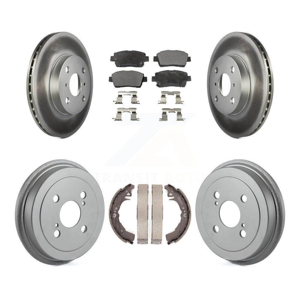 [Front+Rear] 2001-2005 Toyota Echo Coated Rotor Drum Brake Kit & Ceramic Pads For Max Braking