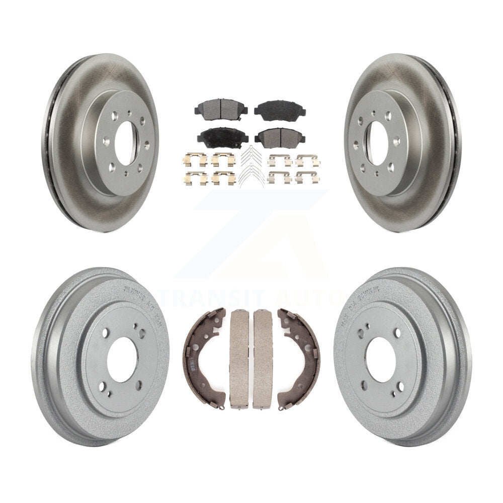 Front Rear Coated Disc Brake Rotors Ceramic Pads And Drum Kit For Honda Fit