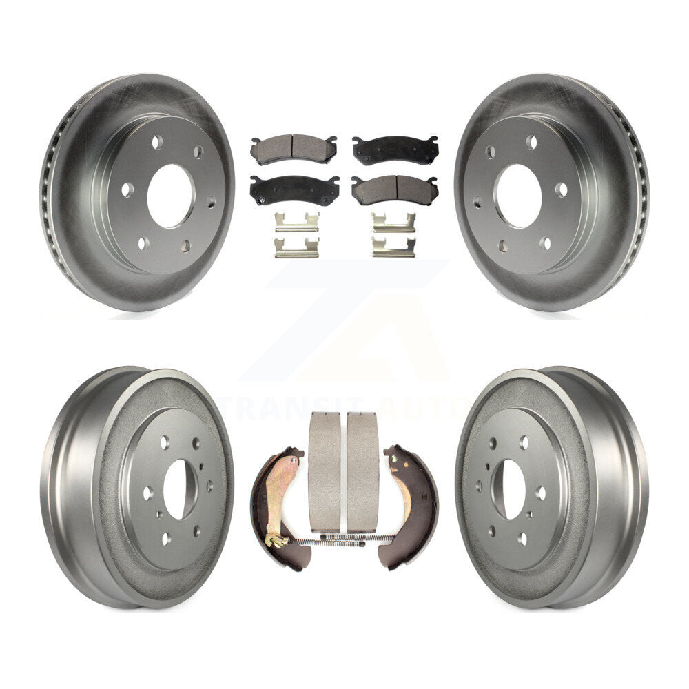 Front Rear Coated Brake Rotors Ceramic Pad Drum Kit For Chevrolet Silverado 1500