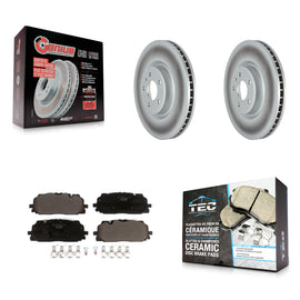 Front Coated Disc Brake Rotors & Ceramic Pad Kit For Audi Q7 SQ5 S5 S4 Sportback