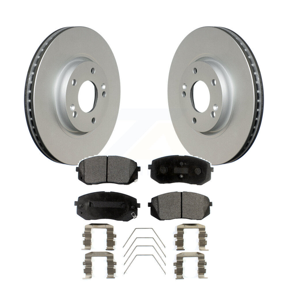 Front Coated Disc Brake Rotors And Ceramic Pads Kit For 2017-2019 Kia Soul EV