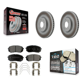 [Front] 2017-2019 Kia Soul EV Premium Coated Rotors & Ceramic Pads Brake Kit For Max Braking
