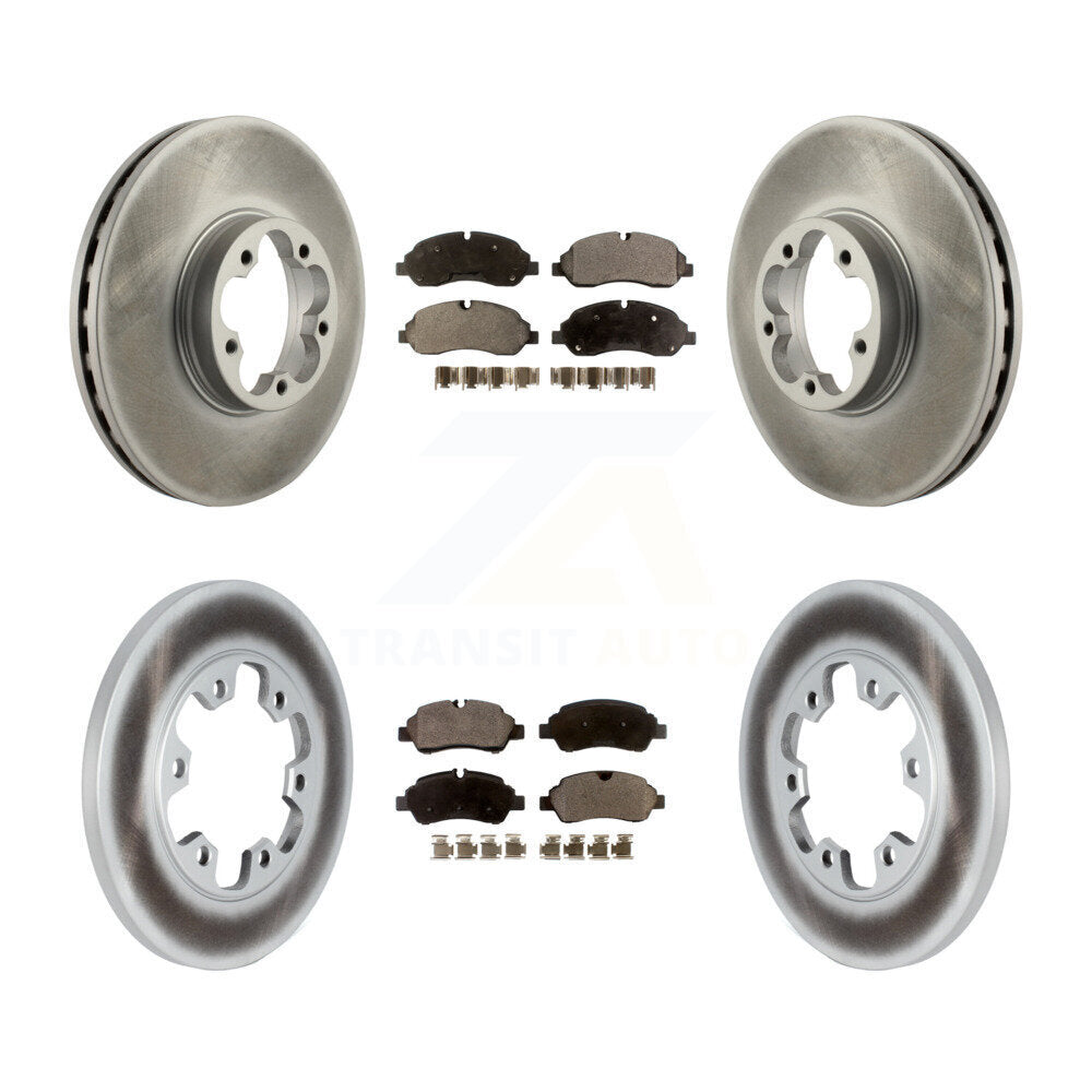 Front Rear Coated Disc Brake Rotors And Ceramic Pads Kit For Ford Transit-350 HD