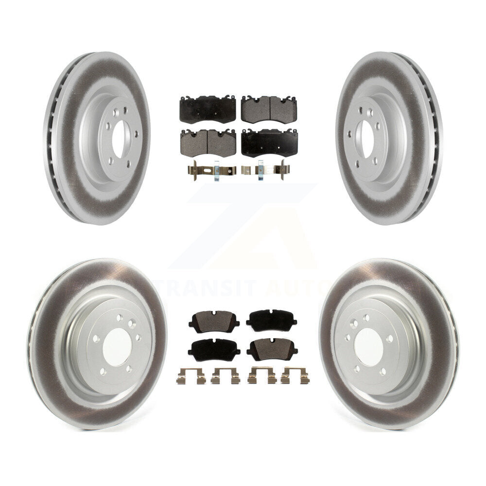 Front Rear Coated Disc Brake Rotors & Ceramic Pad Kit For Land Rover Range Sport