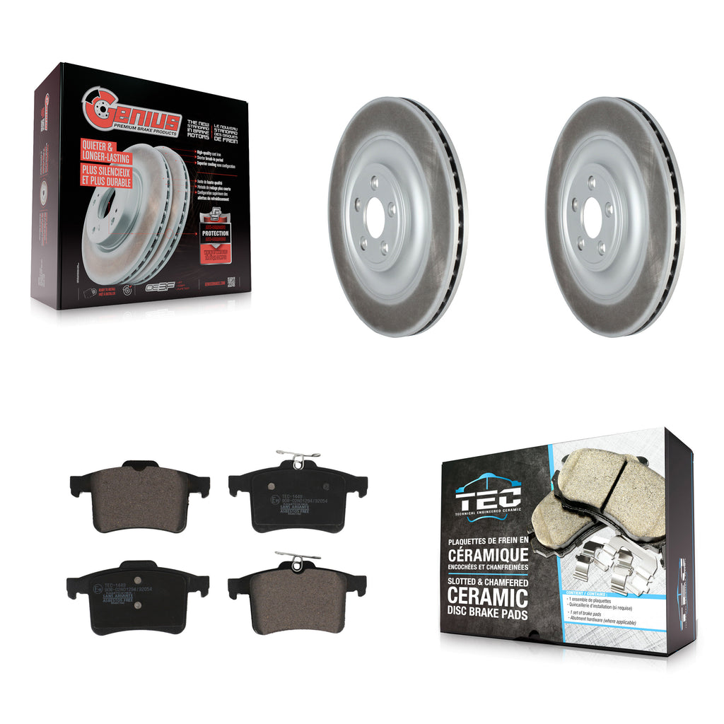 Rear Coated Disc Brake Rotors And Ceramic Pads Kit For Jaguar XF XFR XFR-S