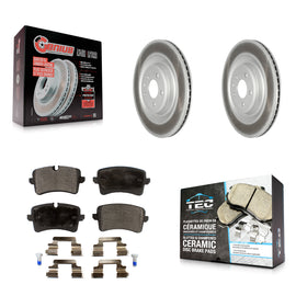 Rear Coated Disc Brake Rotors And Ceramic Pads Kit For Audi A8 Quattro S6 S7 S8