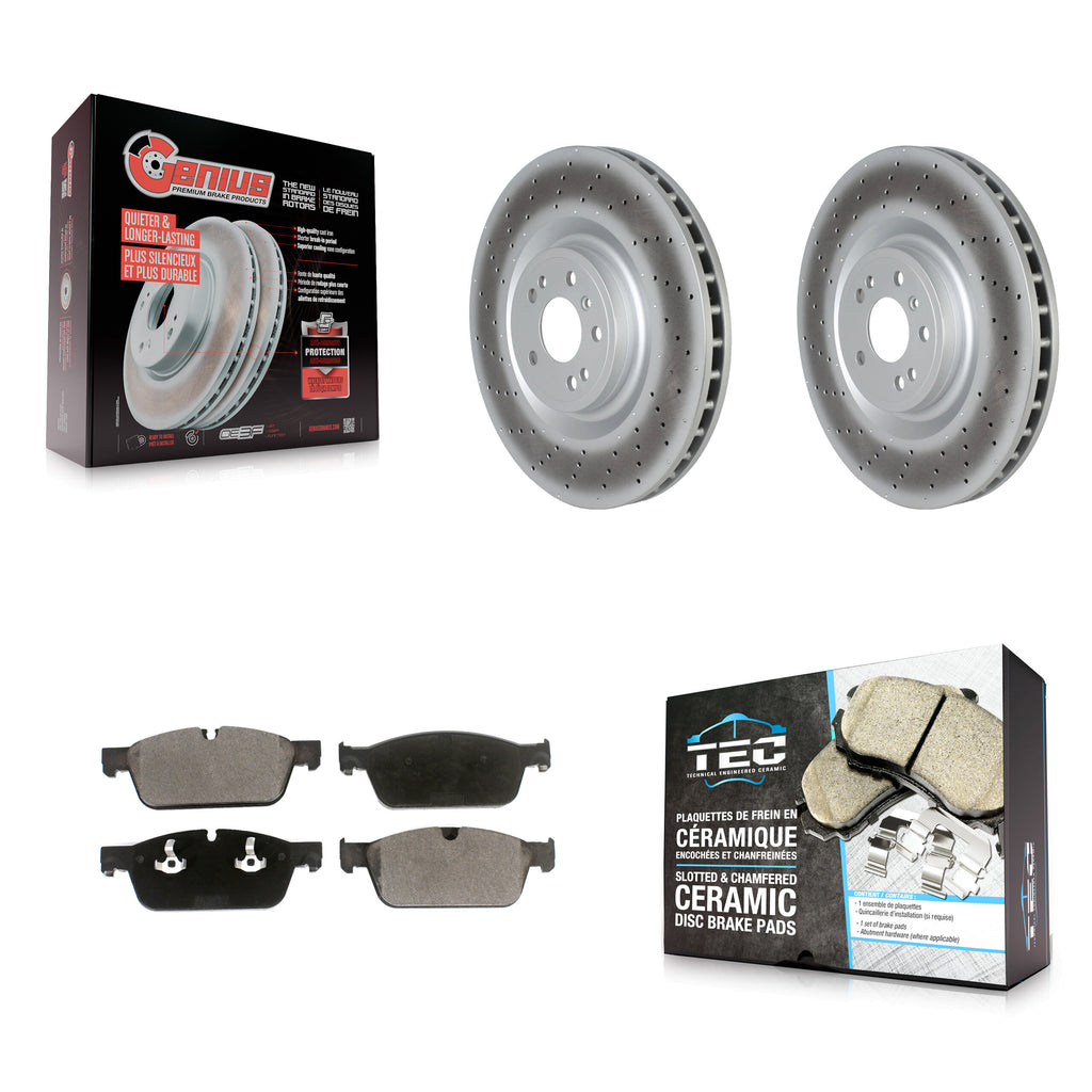 Front Coated Disc Brake Rotors & Ceramic Pad Kit For Mercedes-Benz ML550 GLE550e
