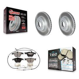 Front Coated Brake Rotor Ceramic Pad Kit For BMW 335i With Blue Painted Calipers