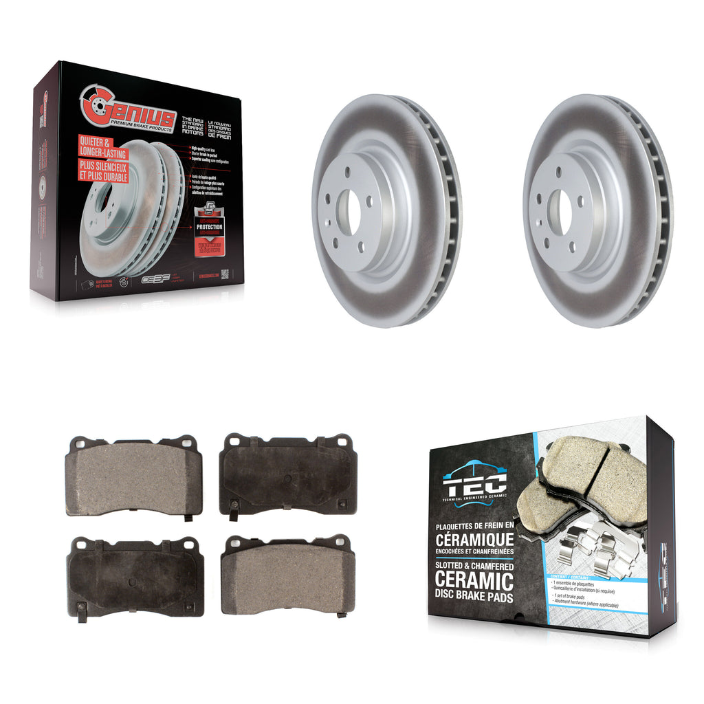 Front Coated Disc Brake Rotors And Ceramic Pads Kit For Tesla S X