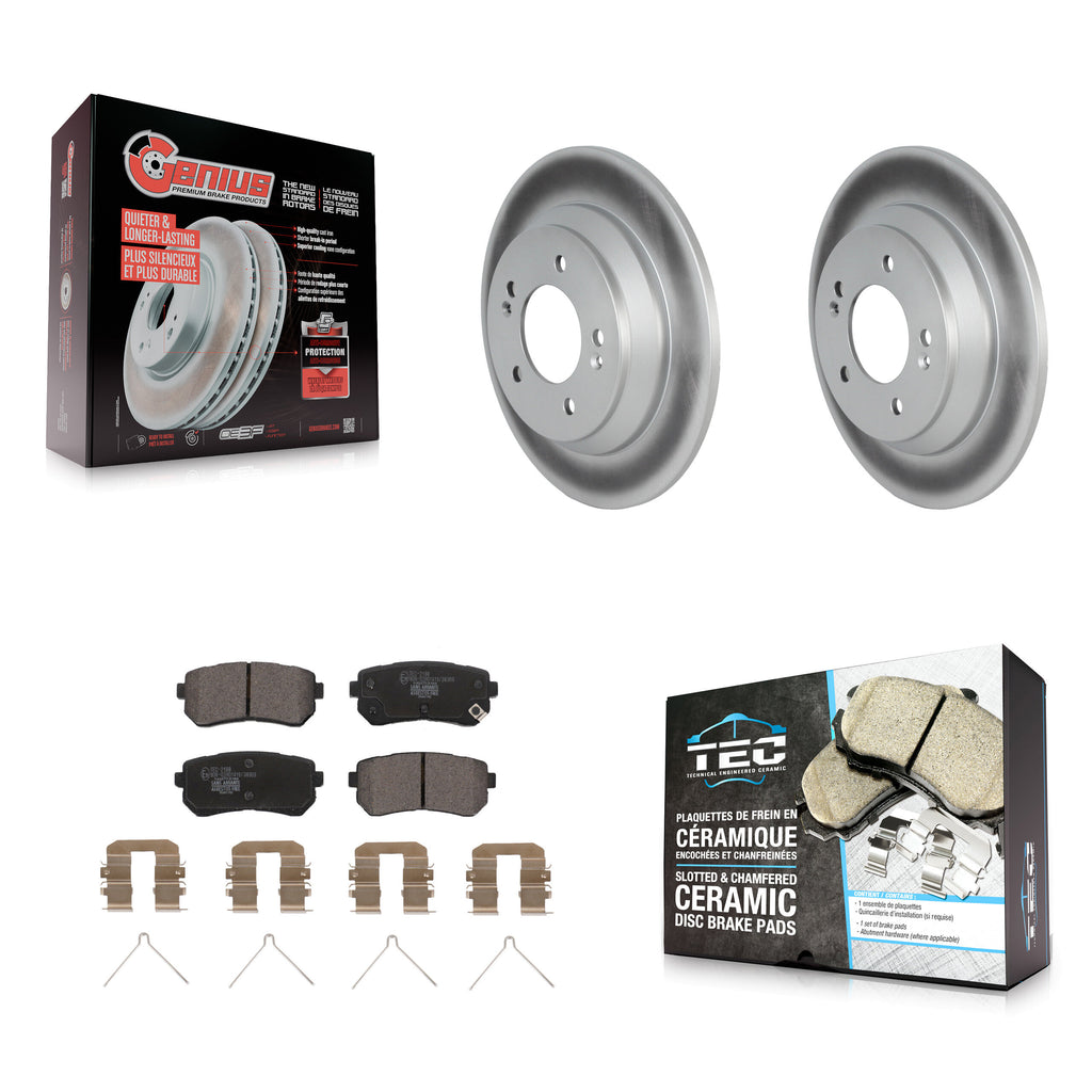 Rear Coated Disc Brake Rotors And Ceramic Pads Kit For Hyundai Kona