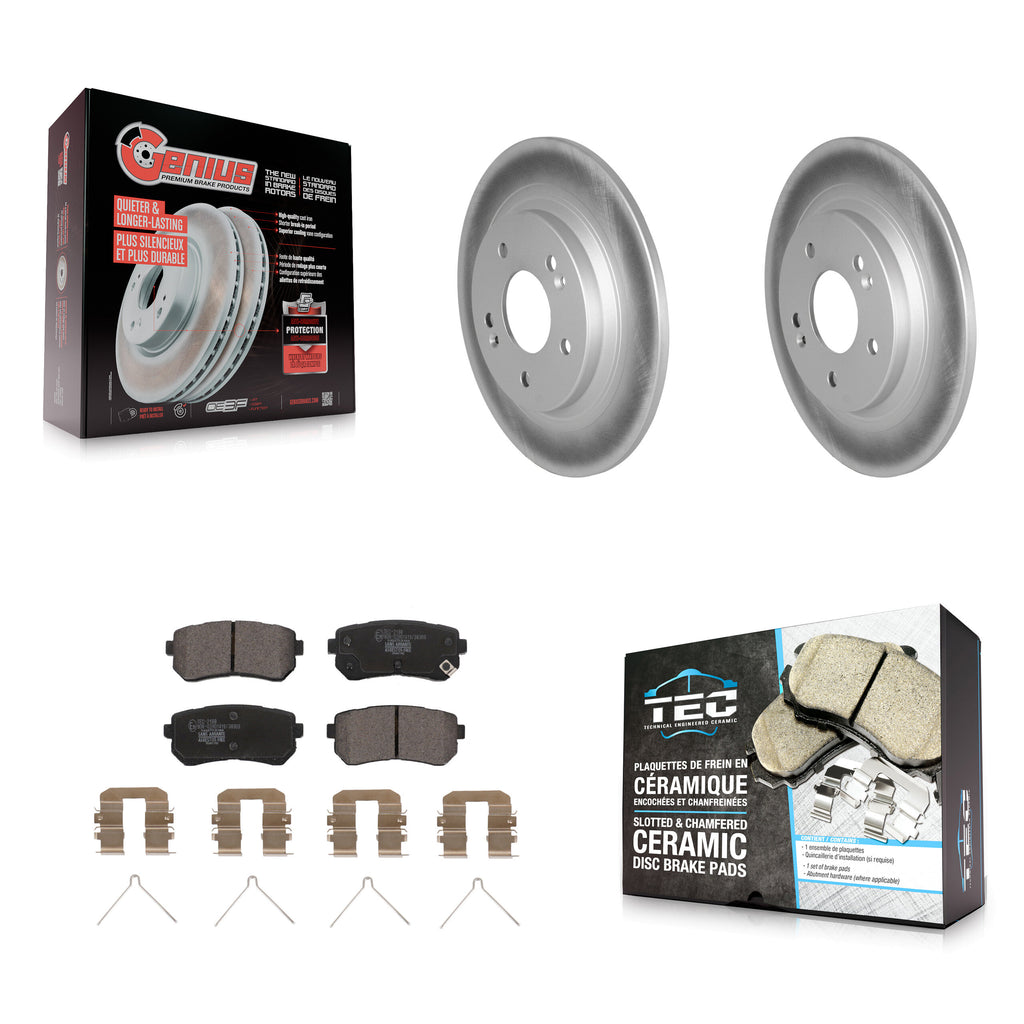 Rear Coated Disc Brake Rotors And Ceramic Pads Kit For Hyundai Kona Kia Seltos