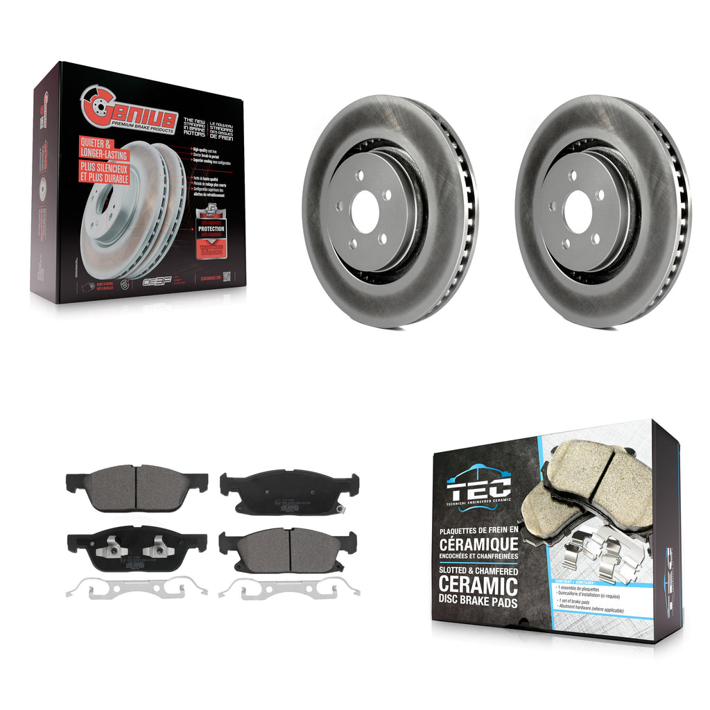 Front Coated Disc Brake Rotor And Ceramic Pad Kit For Ford Edge Lincoln Nautilus