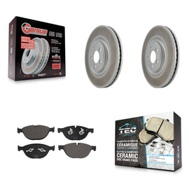 Front Coated Disc Brake Rotors And Ceramic Pads Kit For Jaguar XF XJ