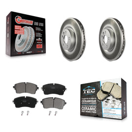 [Front] 2018 Jaguar E-Pace S/SE Premium Coated Rotors & Ceramic Pads Brake Kit For Max Braking