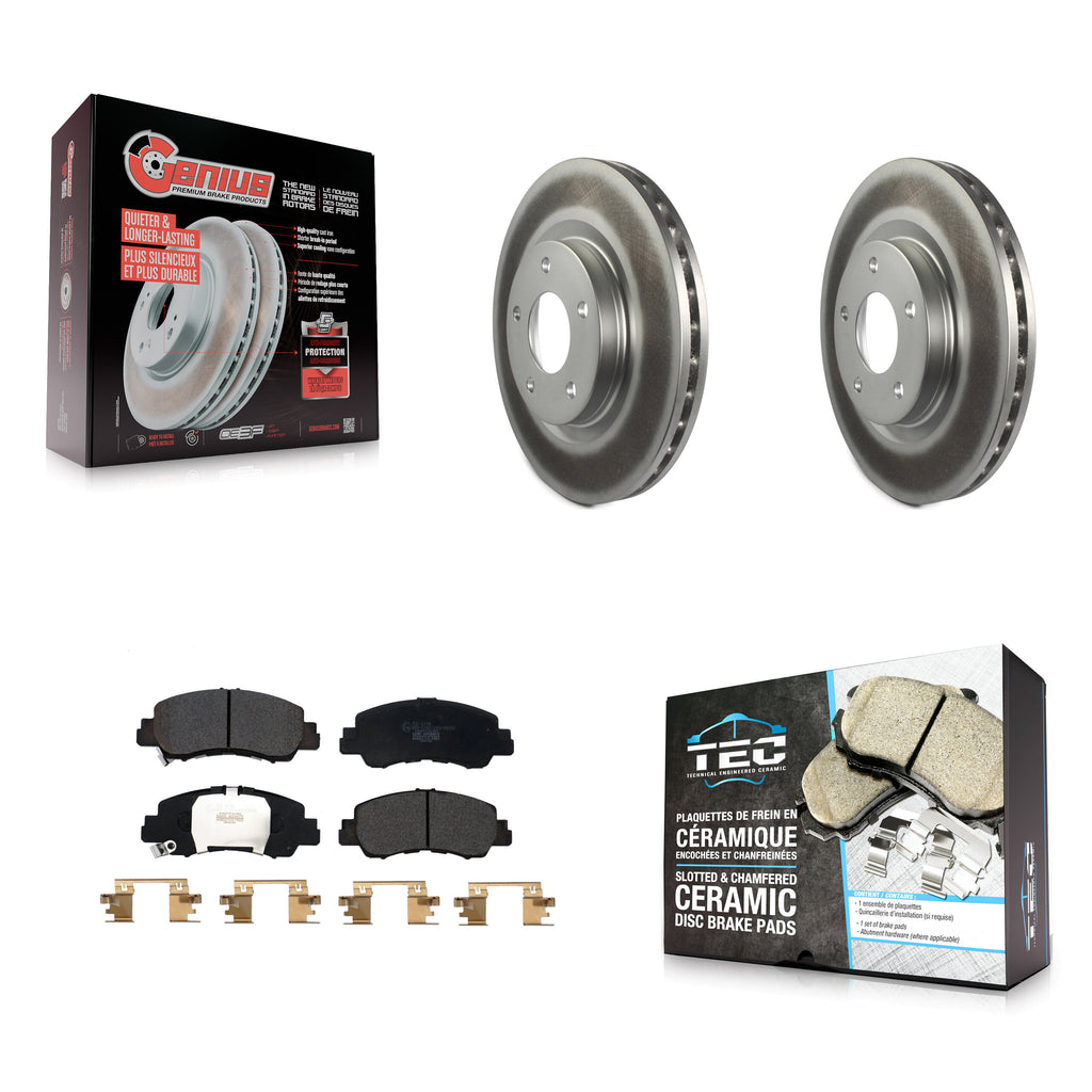 Front Coated Disc Brake Rotors And Ceramic Pads Kit For Mitsubishi Eclipse Cross