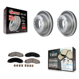 Rear Coat Disc Brake Rotor Ceramic Pad Kit For Ford F-450 Super Duty F-550 F-600
