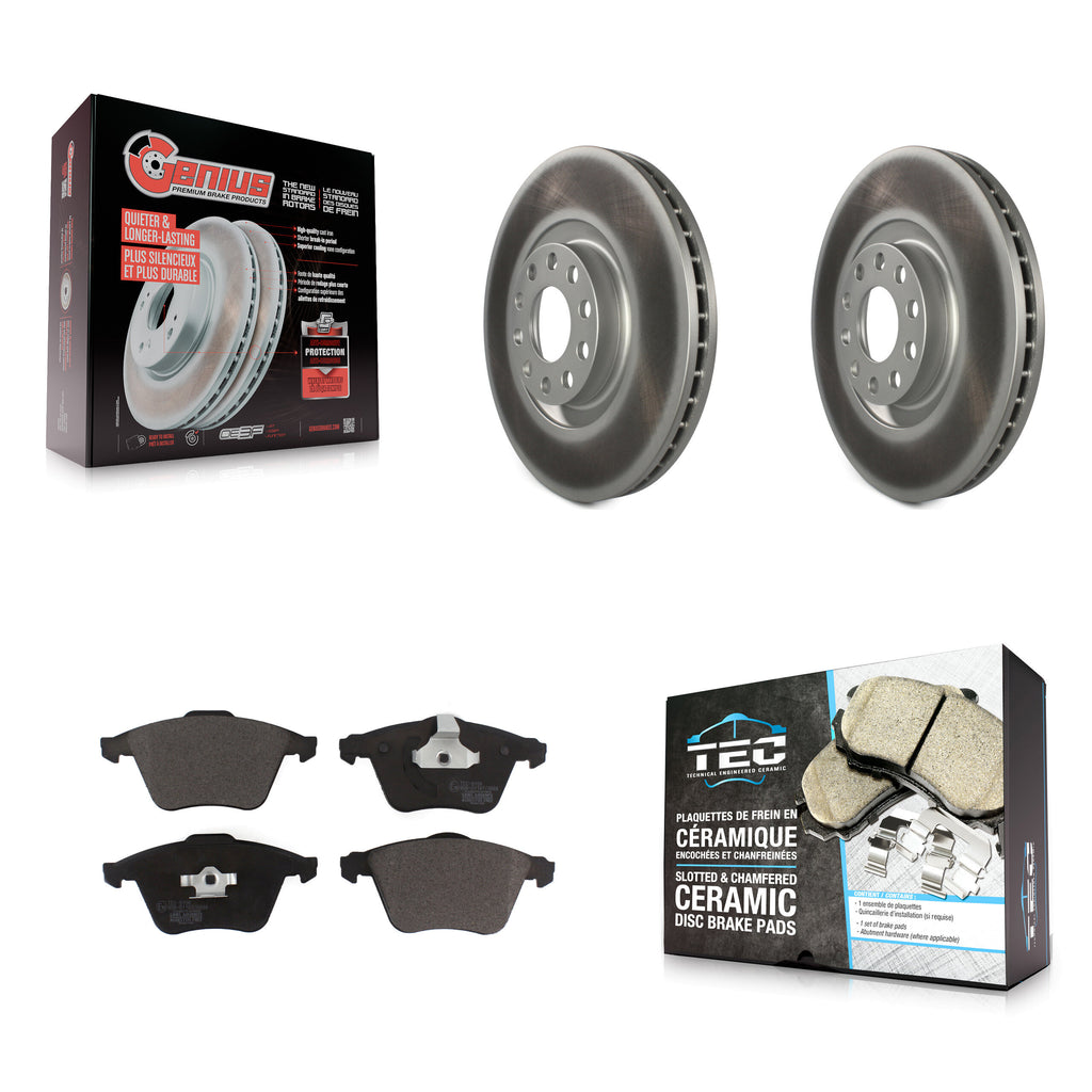 Front Coated Disc Brake Rotors And Ceramic Pads Kit For Audi A6 Quattro