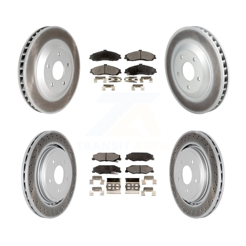 Front Rear Coated Disc Brake Rotors And Ceramic Pads Kit (6Pc) For Cadillac XLR