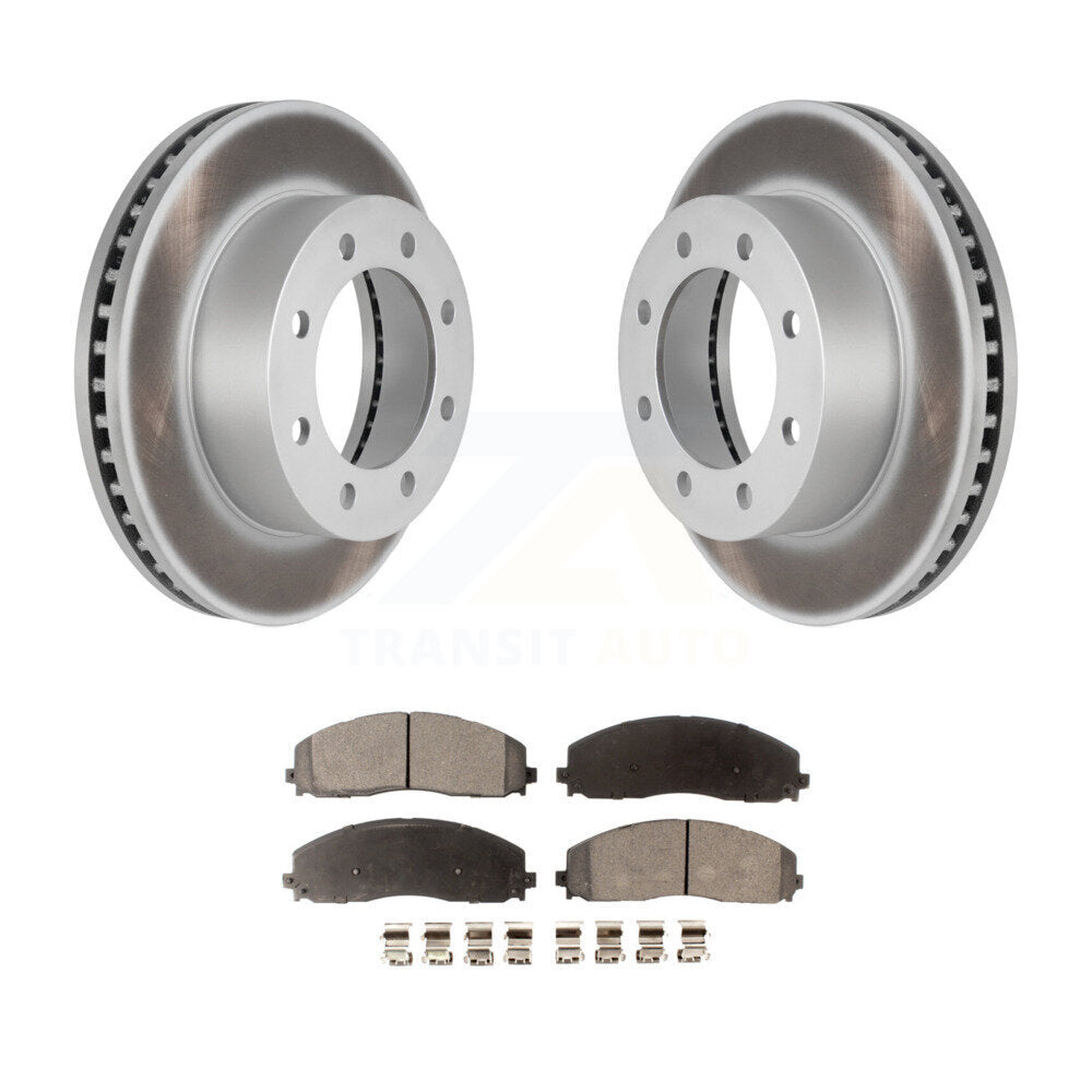 Front Coated Disc Brake Rotor Ceramic Pad Kit For 2013 Ford F-250 Super Duty 4WD