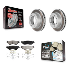 Front Coated Disc Brake Rotors And Ceramic Pads Kit For Ford F-450 Super Duty