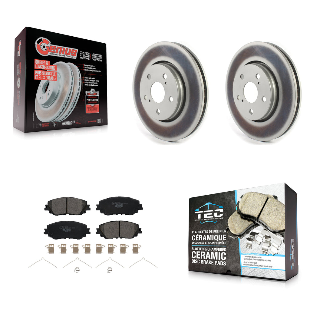 Front Coated Disc Brake Rotors And Ceramic Pads Kit For Toyota C-HR