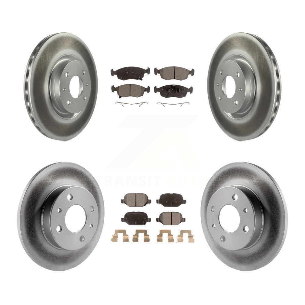 Front Rear Coated Disc Brake Rotors And Ceramic Pads Kit For Fiat 500