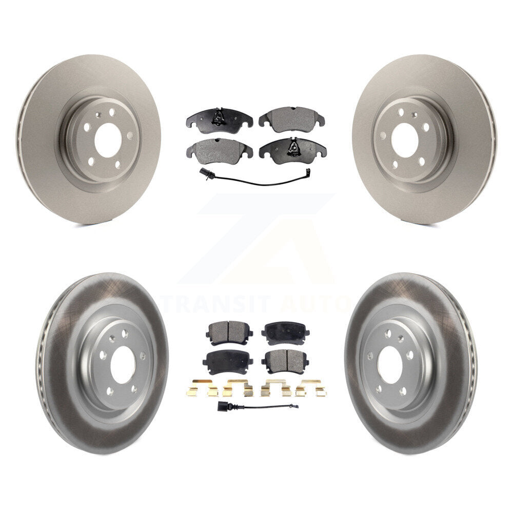 Front Rear Coated Disc Brake Rotors And Ceramic Pads Kit For Audi S4 S5