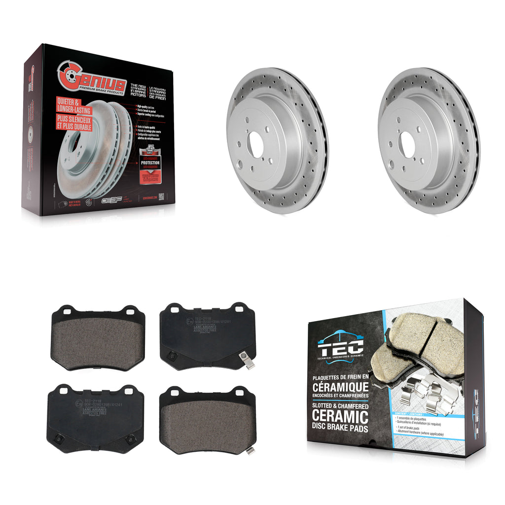 [Rear] 2018-2021 Subaru WRX STI Premium Coated Rotors & Ceramic Pads Brake Kit For Max Braking