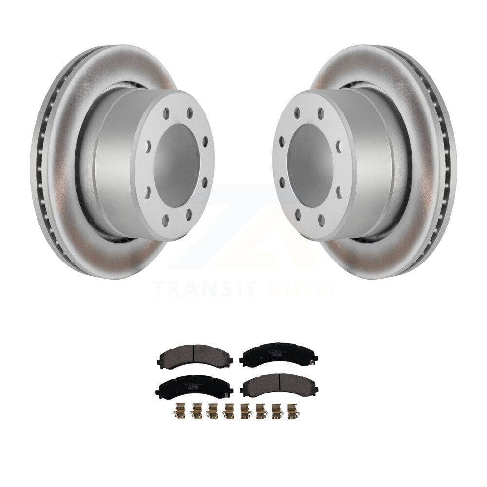 Rear Coated Brake Rotor Ceramic Pad Kit For 20-21 Ram 3500 With Dual Wheels