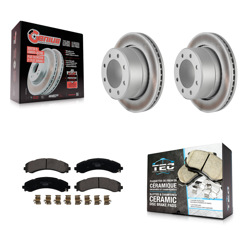 [Rear] 20-21 Ram 3500 With Dual Rear Wheels Premium Coated Rotors & Ceramic Pads Brake Kit For Max Braking