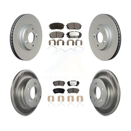 Front Rear Coated Disc Brake Rotors And Ceramic Pads Kit For Hyundai Sonata