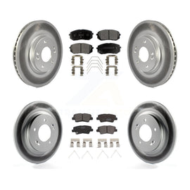 Front Rear Coated Brake Rotor & Ceramic Pad Kit For Hyundai Elantra GT Kia Forte