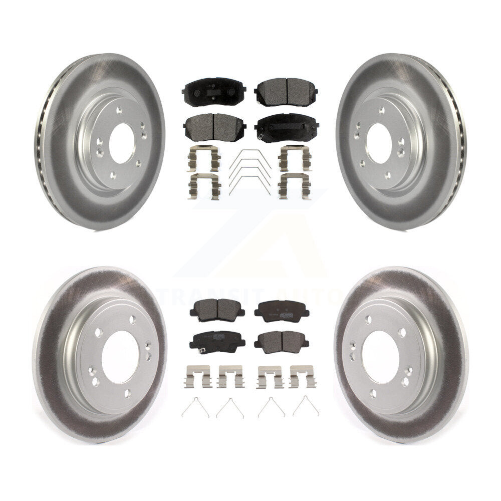 Front Rear Coated Brake Rotors Ceramic Pad Kit For Hyundai Veloster Turbocharged